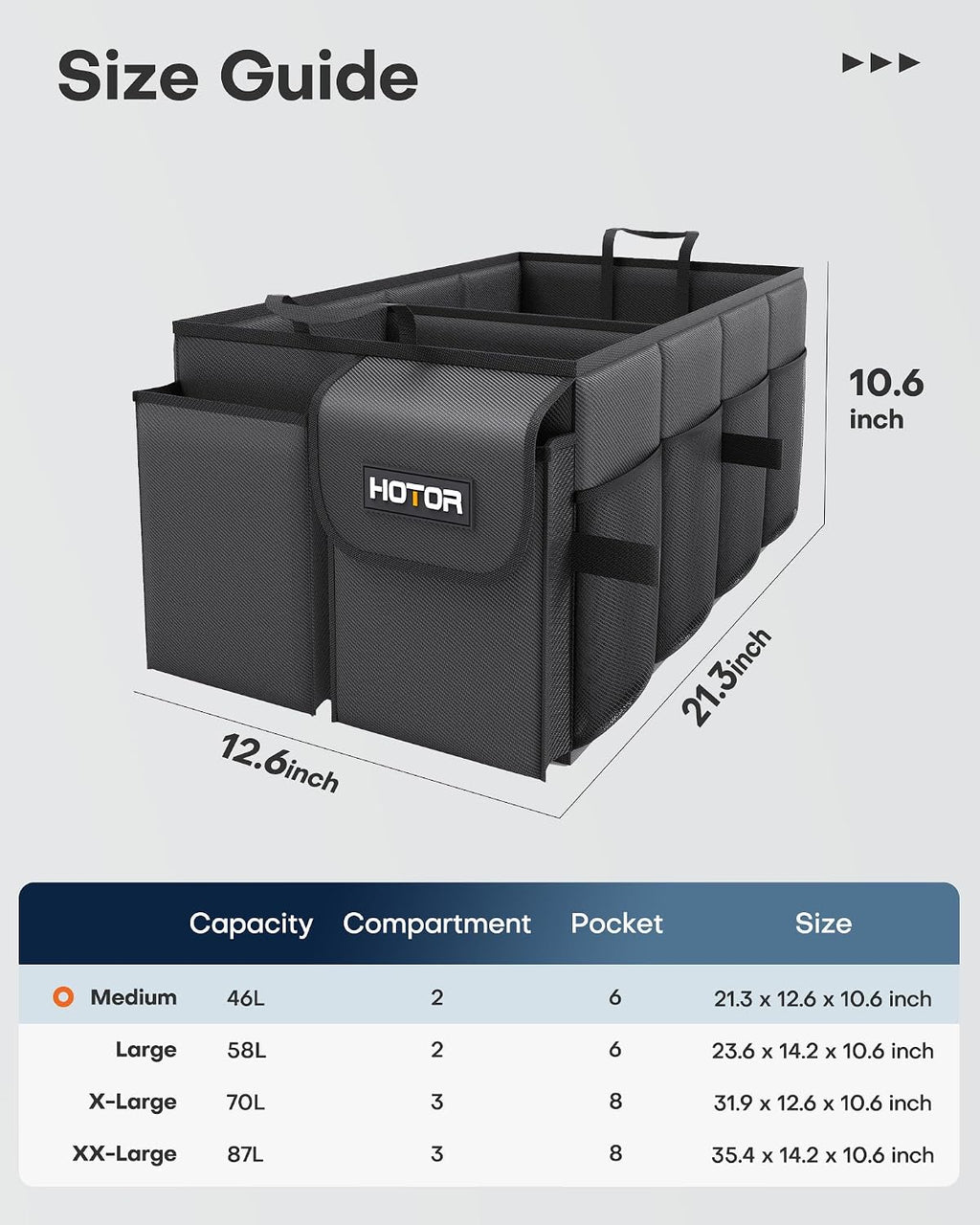 HOTOR Foldable Car Boot & Trunk Organizer | SUV & Sedan Storage