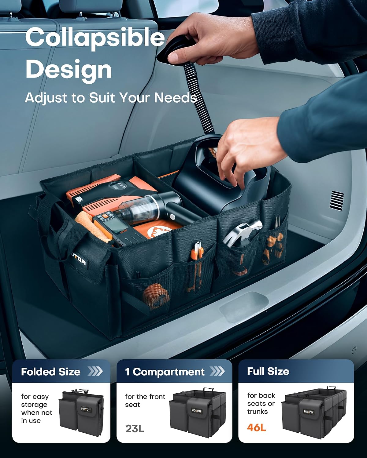 HOTOR Foldable Car Boot & Trunk Organizer | SUV & Sedan Storage