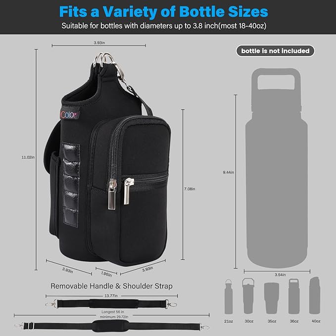 icolor Magnetic Gym Bottle Bag – Pure Black — product view 3
