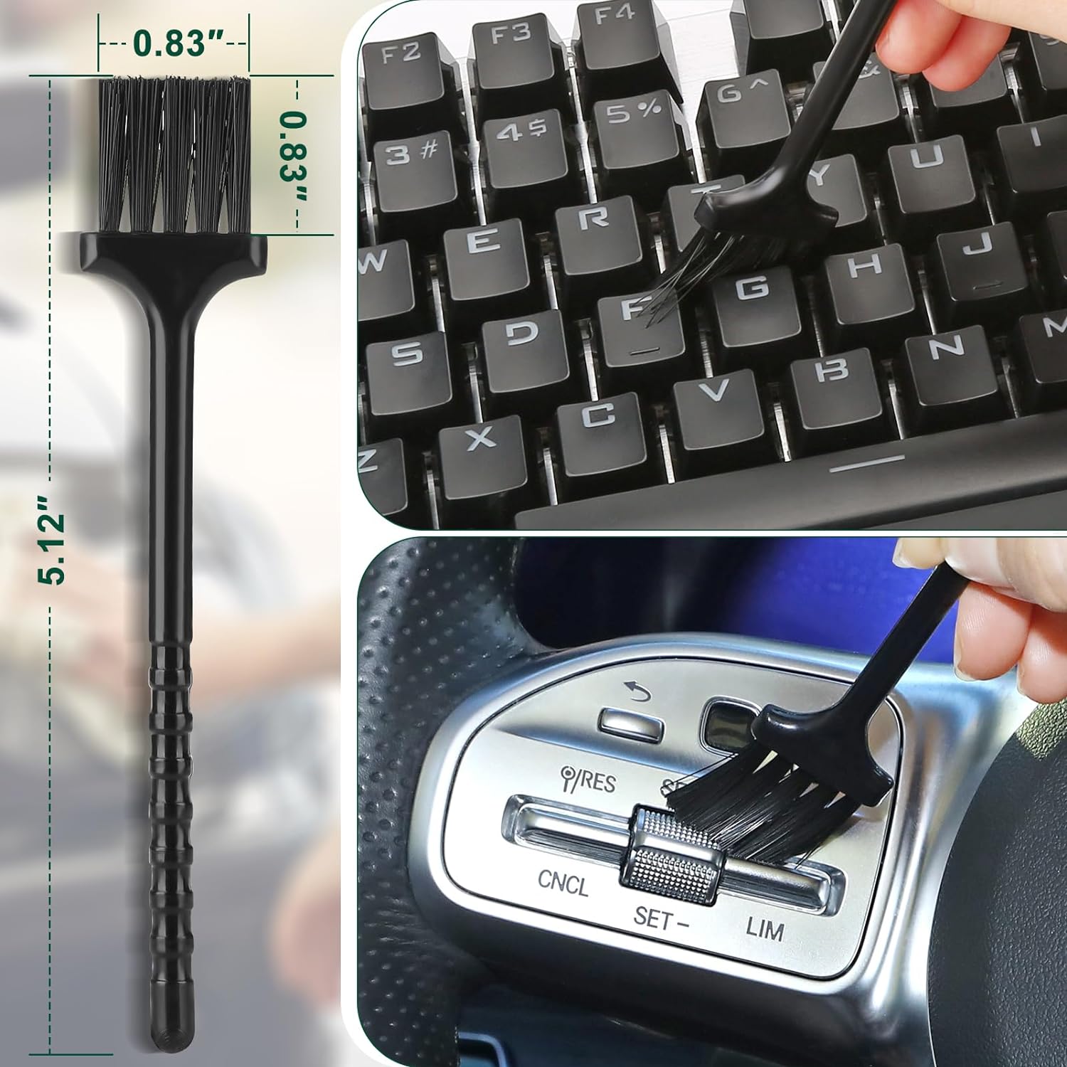 7-Piece Car Interior Detailing Kit with Duster, Brushes & 2 Gels