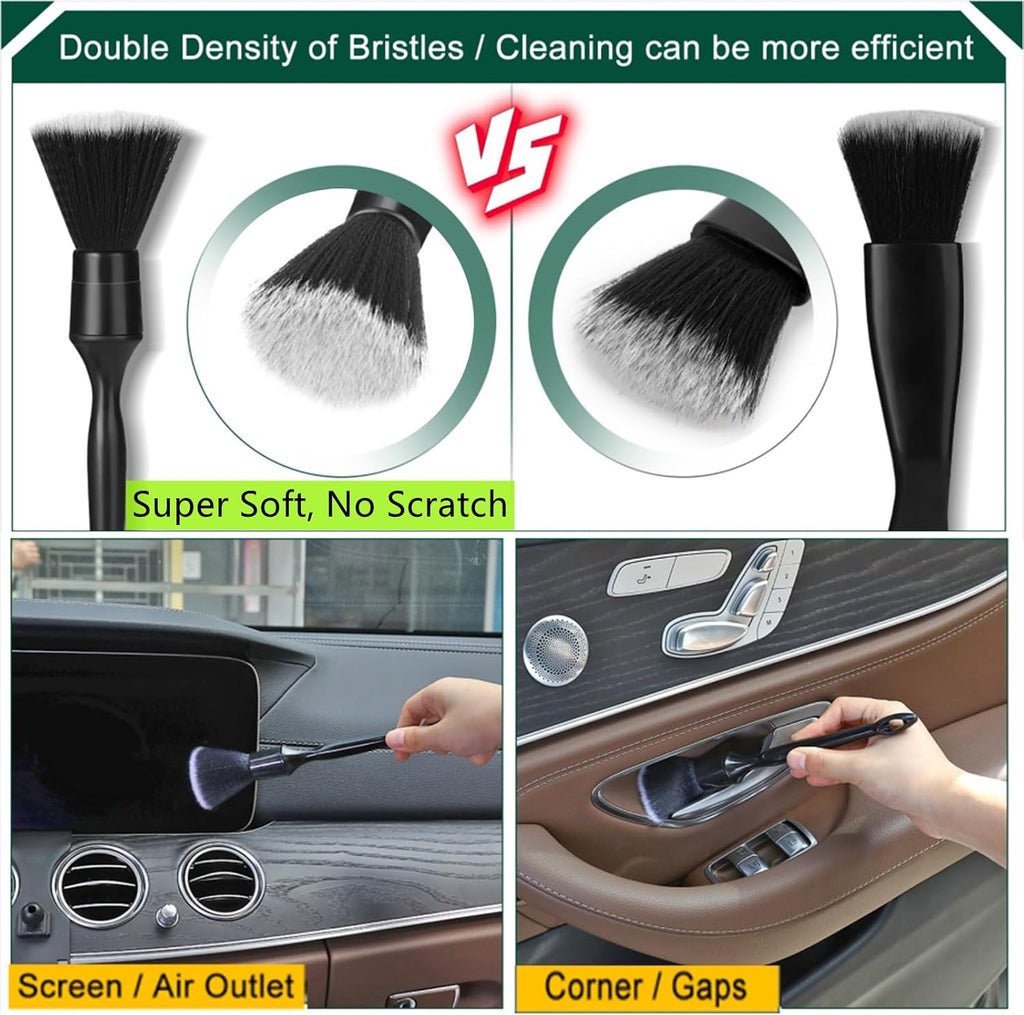 7-Piece Car Interior Detailing Kit with Duster, Brushes & 2 Gels