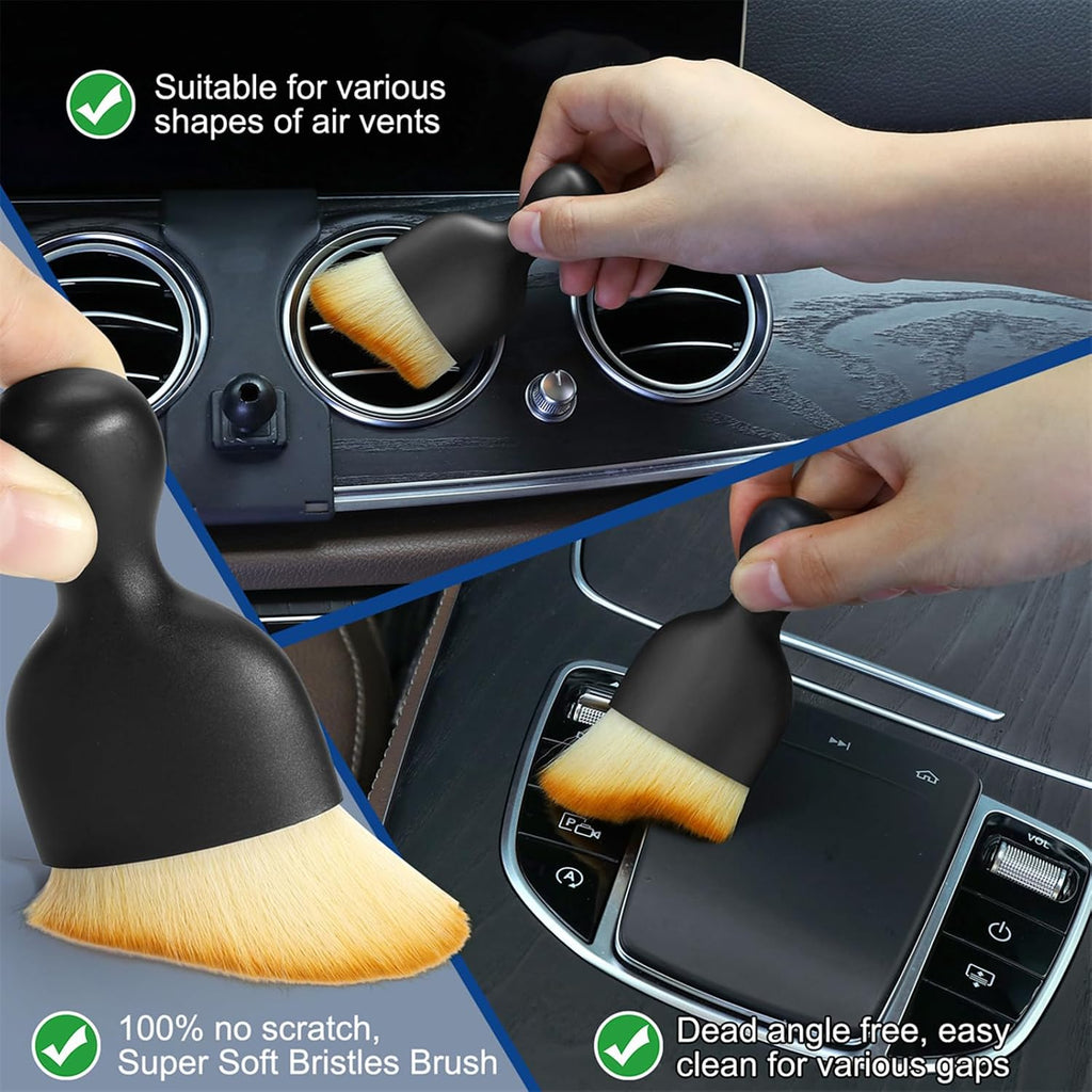 7-Piece Car Interior Detailing Kit with Duster, Brushes & 2 Gels