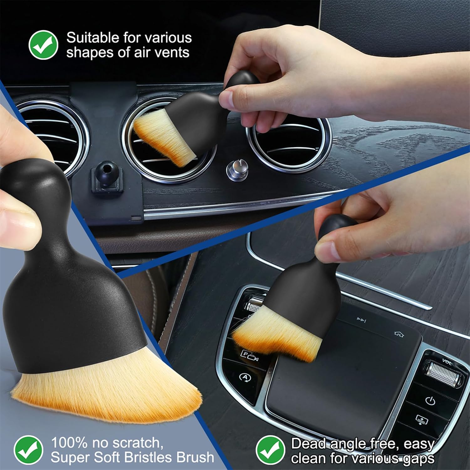 7-Piece Car Interior Detailing Kit with Duster, Brushes & 2 Gels