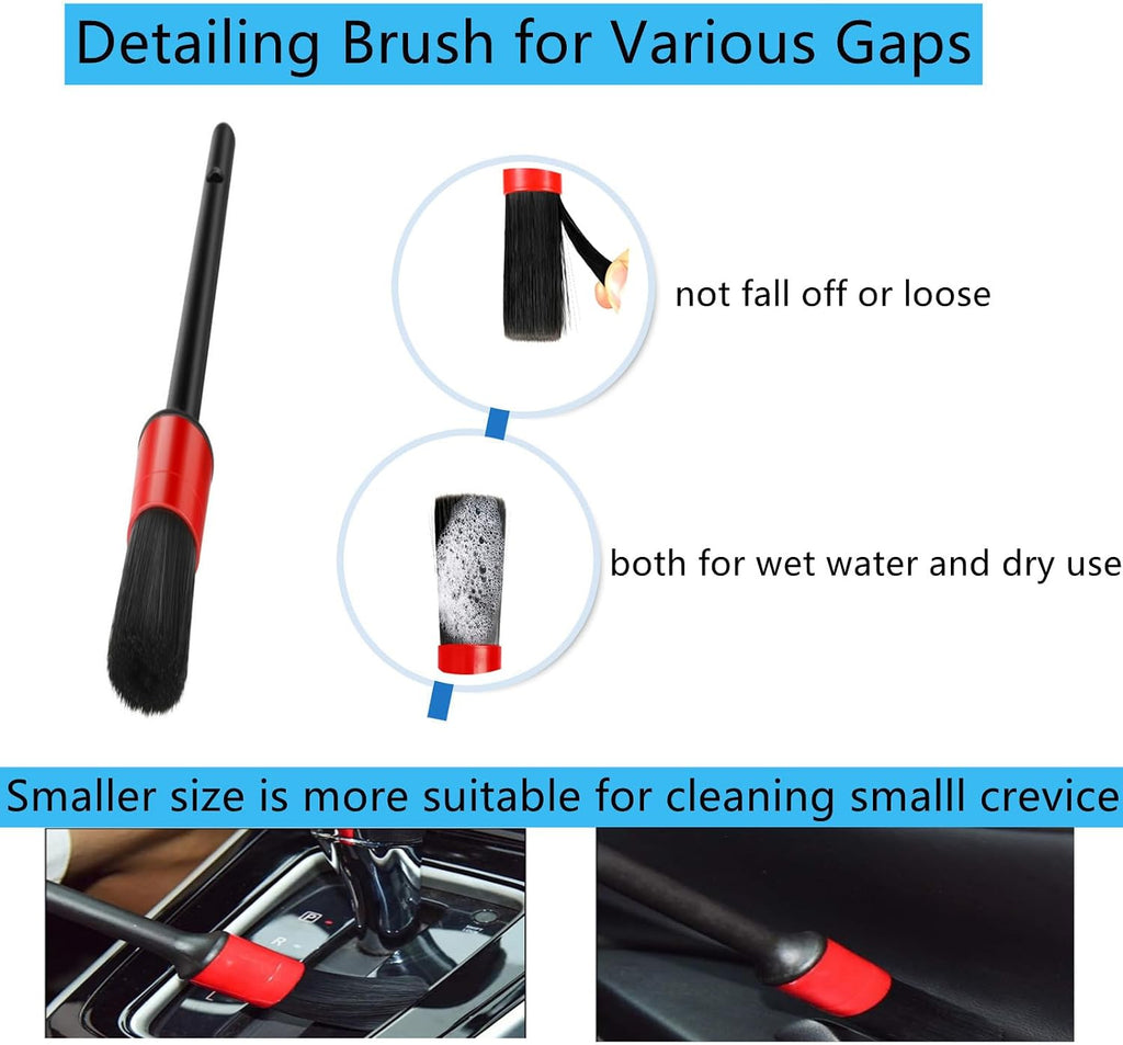 7-Piece Car Interior Detailing Kit with Duster, Brushes & 2 Gels