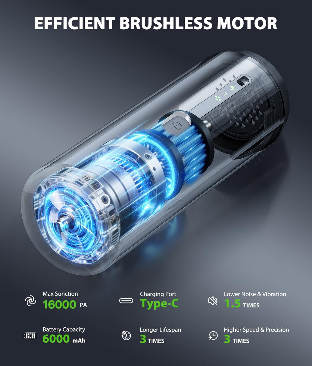 4-in-1 Cordless Handheld Vacuum Cleaner, 16800Pa Suction Power for Car and Home