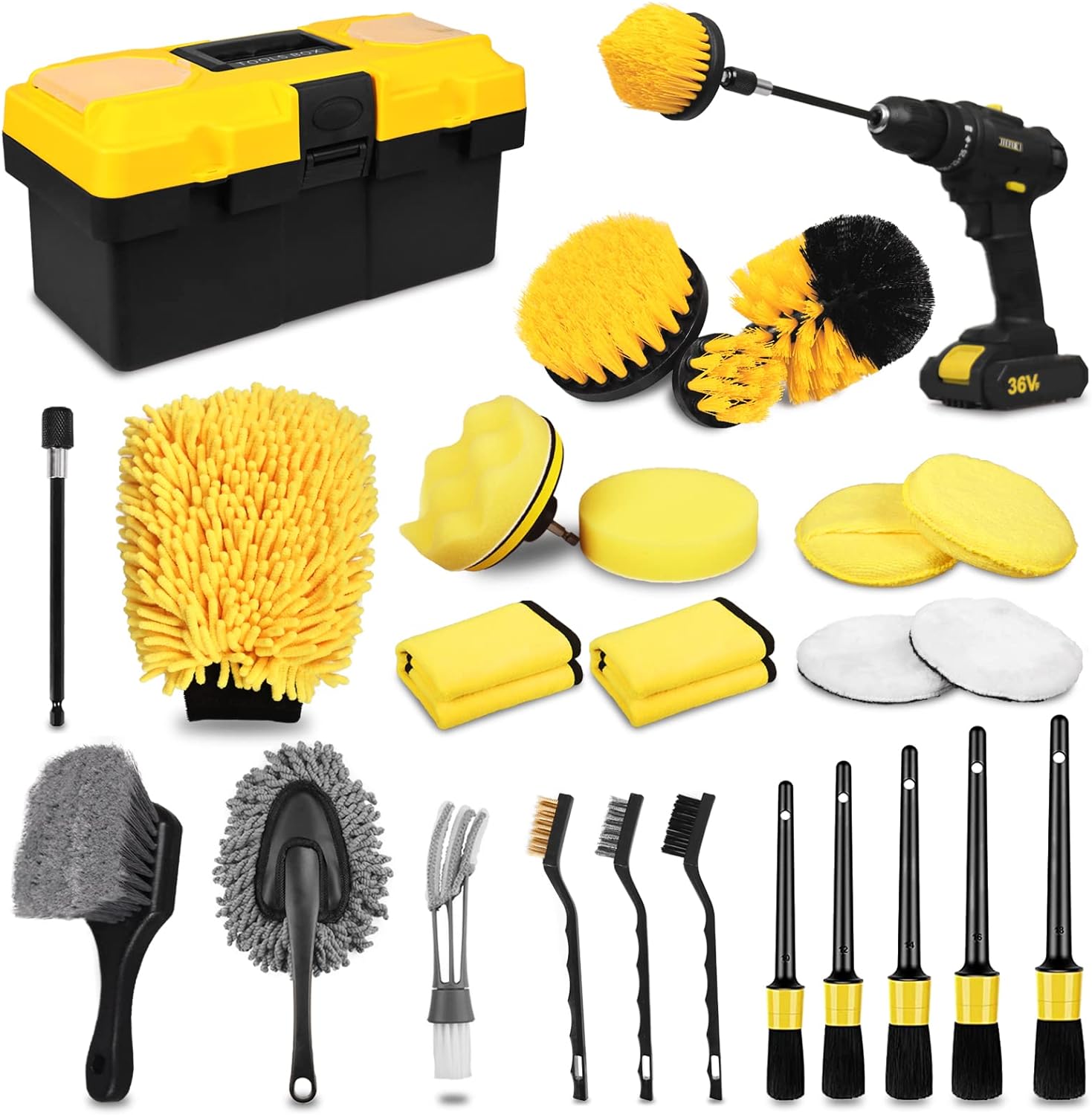 Car Detailing Kit — 20 or 27-Piece Interior, Wheel & Exterior Set