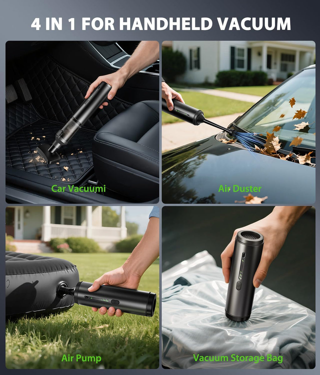 4-in-1 Cordless Handheld Vacuum Cleaner, 16800Pa Suction Power for Car and Home