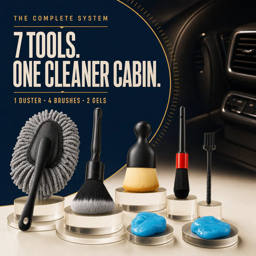 Complete seven-piece car interior detailing system
