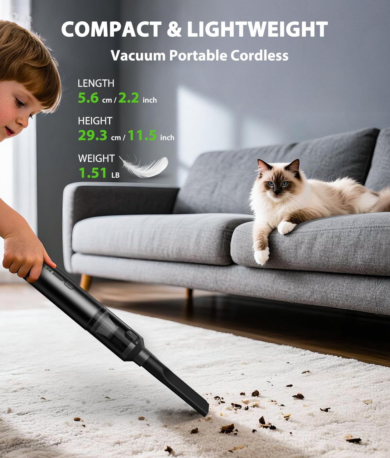 4-in-1 Cordless Handheld Vacuum Cleaner, 16800Pa Suction Power for Car and Home