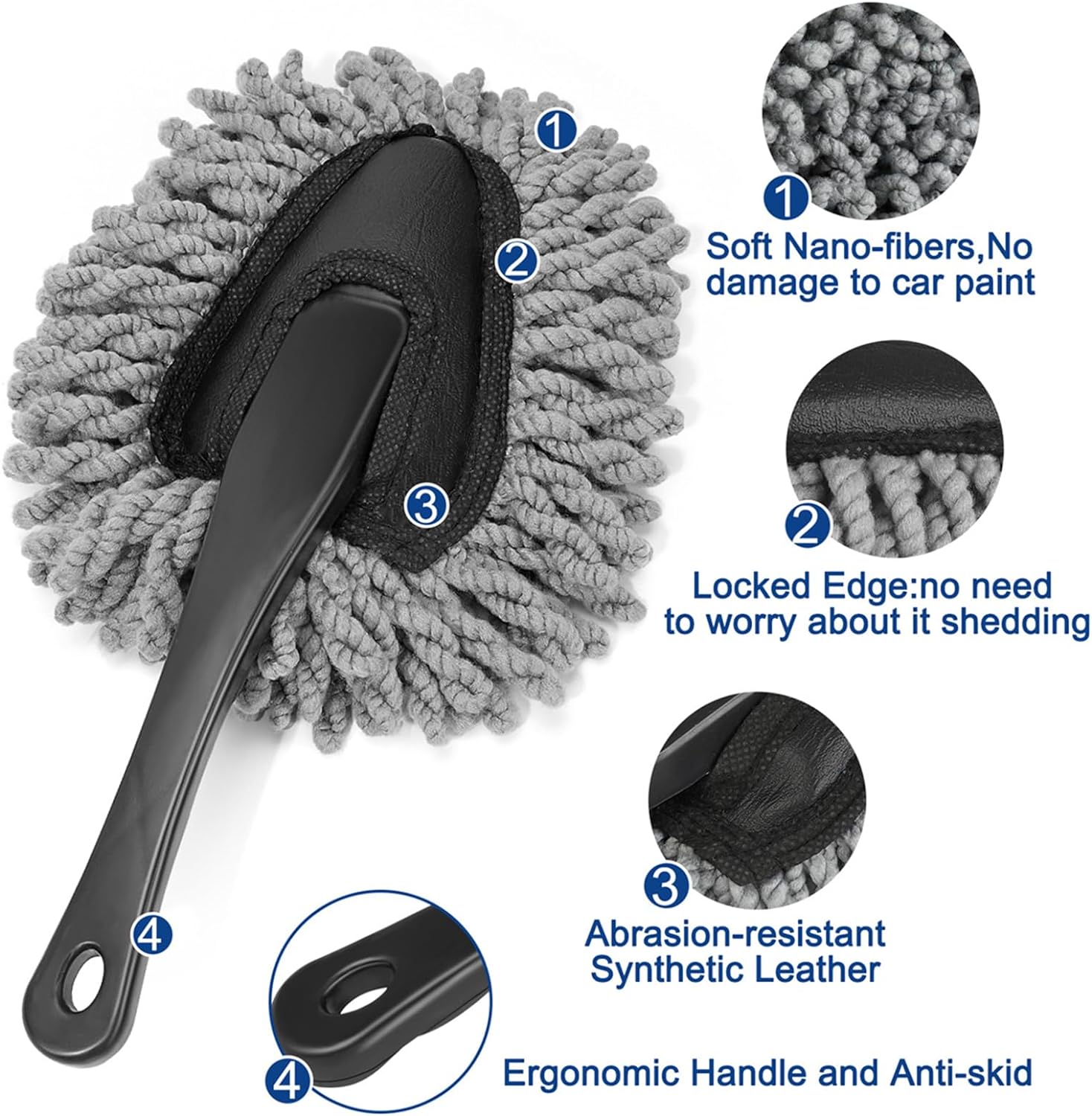 7-Piece Car Interior Detailing Kit with Duster, Brushes & 2 Gels